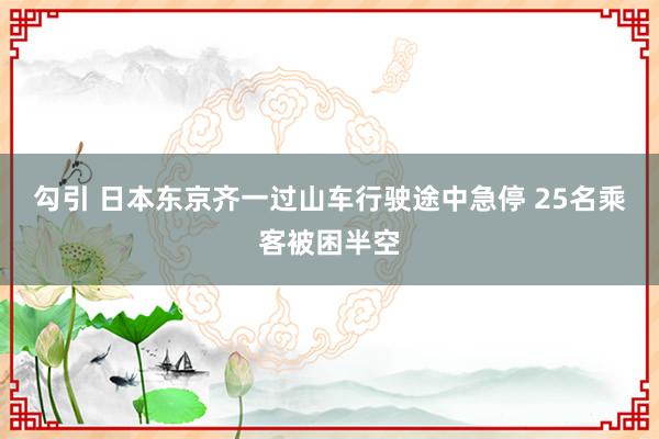 勾引 日本东京齐一过山车行驶途中急停 25名乘客被困半空