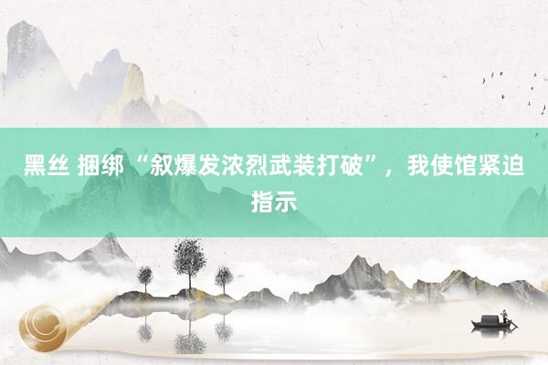 黑丝 捆绑 “叙爆发浓烈武装打破”，我使馆紧迫指示