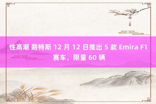 性高潮 路特斯 12 月 12 日推出 5 款 Emira F1 赛车，限量 60 辆