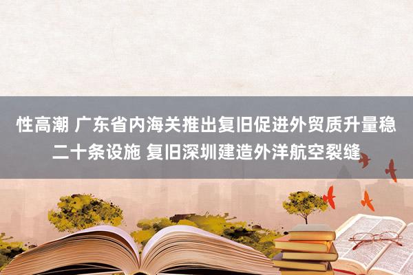 性高潮 广东省内海关推出复旧促进外贸质升量稳二十条设施 复旧深圳建造外洋航空裂缝
