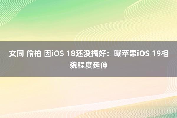 女同 偷拍 因iOS 18还没搞好：曝苹果iOS 19相貌程度延伸