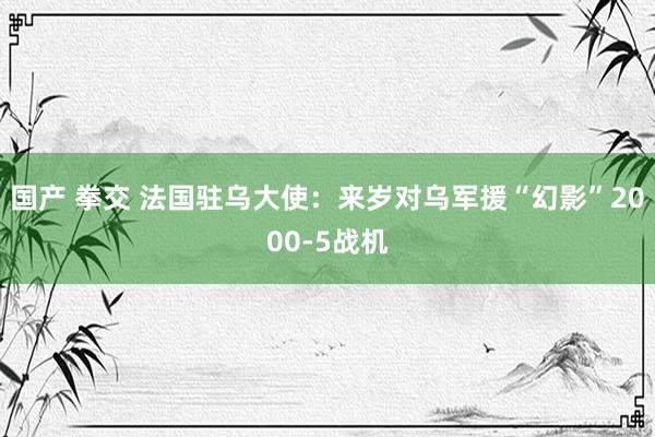 国产 拳交 法国驻乌大使:来岁对乌军援“幻影”2000-5战机