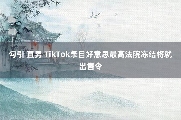 勾引 直男 TikTok条目好意思最高法院冻结将就出售令