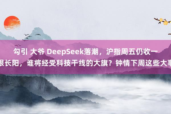勾引 大爷 DeepSeek落潮，沪指周五仍收一根长阳，谁将经受科技干线的大旗？钟情下周这些大事