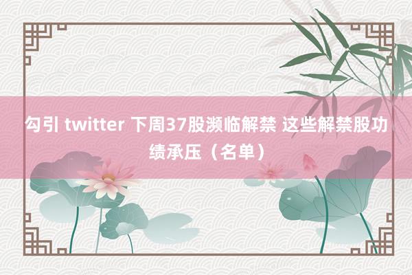 勾引 twitter 下周37股濒临解禁 这些解禁股功绩承压（名单）