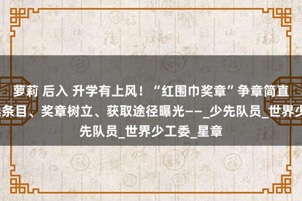 萝莉 后入 升学有上风！“红围巾奖章”争章简直不难！参选条目、奖章树立、获取途径曝光——_少先队员_世界少工委_星章